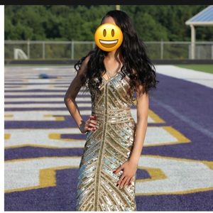 Gold, sequin formal dress